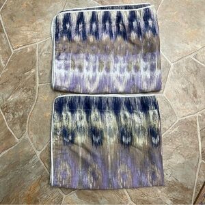 Vintage Nate Berkus Set of 2 Ikat Cotton Pillow Covers Blue Purple Gray 22x27.5”